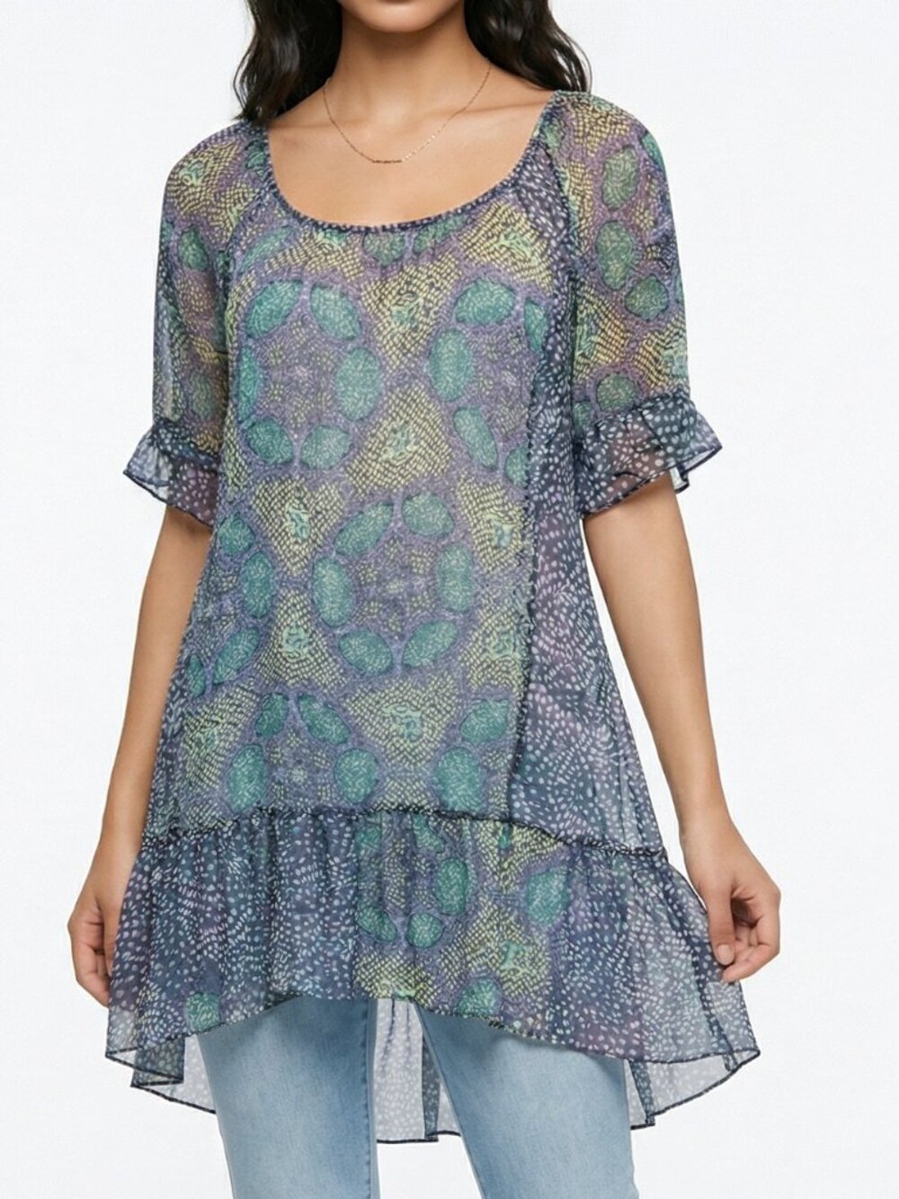 Ella Moss Bohemian Chic Silk Sheer Tunic Women's Medium M